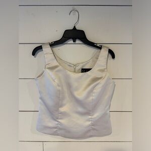 White silky, dressy crop top. Size - 4 Petite